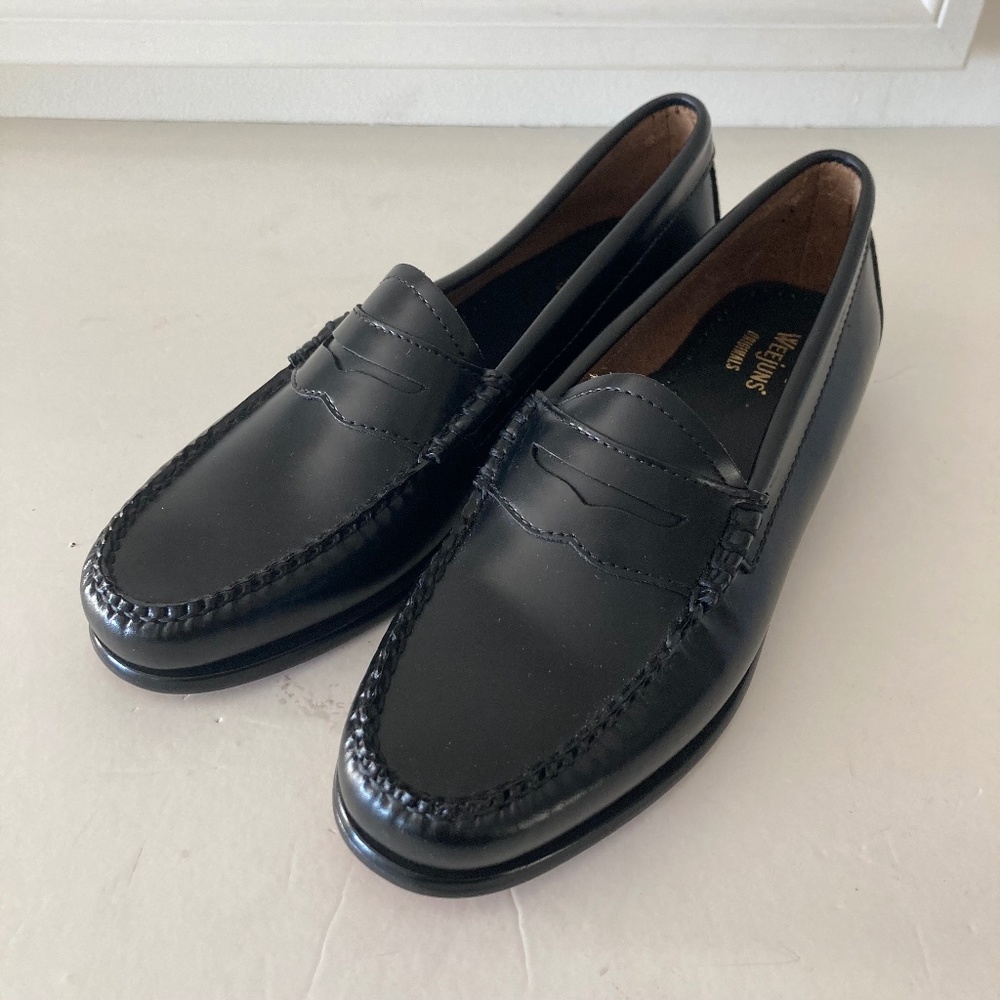 Weejuns By Bass Anthropologie Whitney Black Patient Leather Loafers Sz 7.5